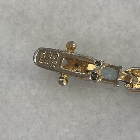 Vintage 925 Yellow Gold Vermeil Silver Tennis Bracelet Natural Blue Topaz Gemsto - Picture 12 of 12